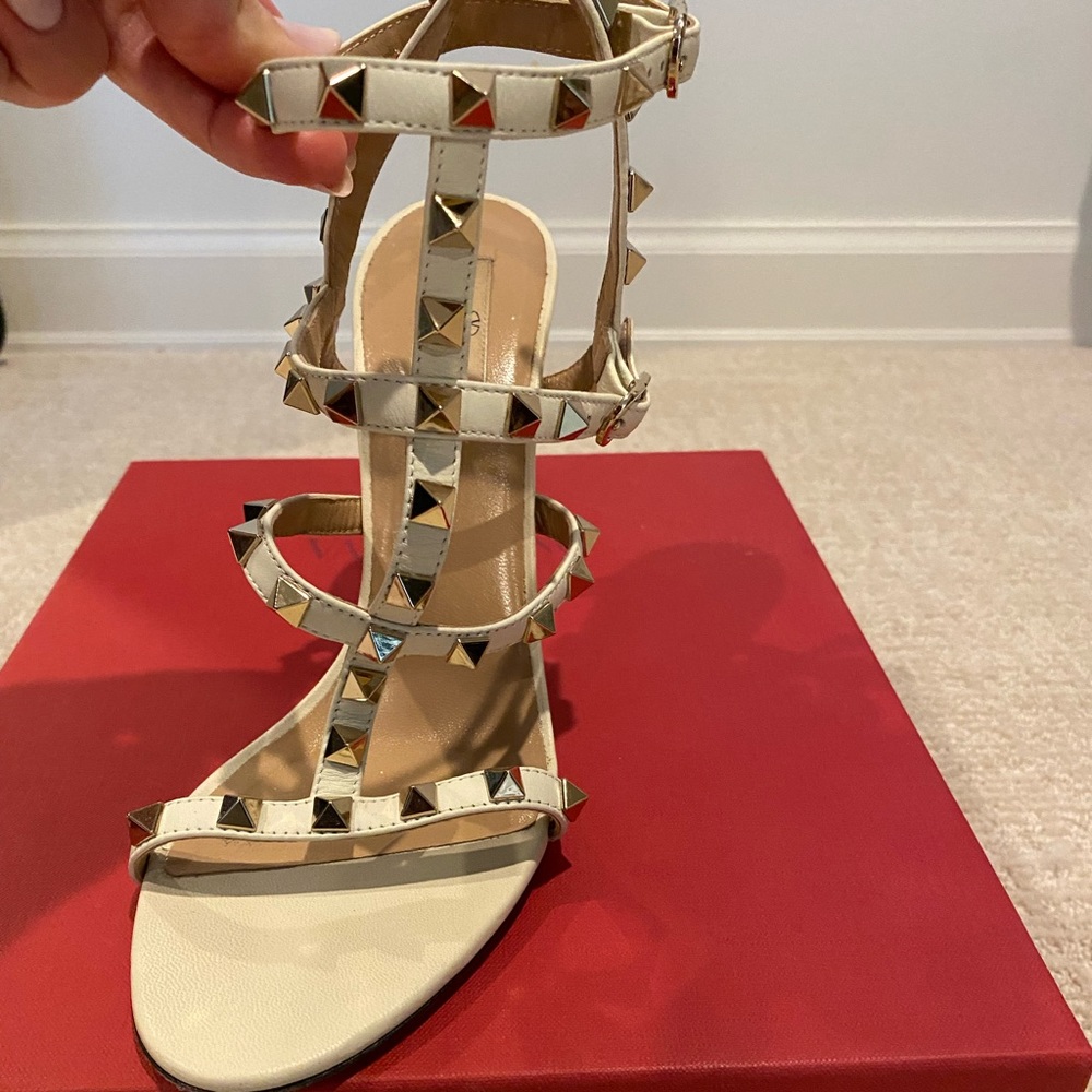 Valentino Rockstud Calfskin Ankle Strap Sandal